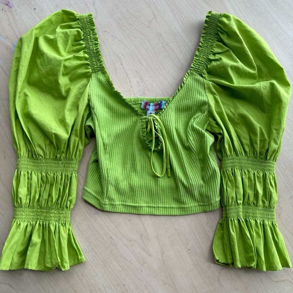 Neon green romantic blouse from Urban Outfitters. Size medium